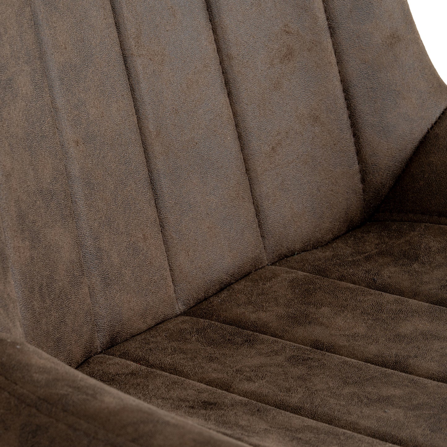 Dine and Dwell Wareham coffee swivel dining chair with leather-effect fabric, channel stitching, and black metal base.