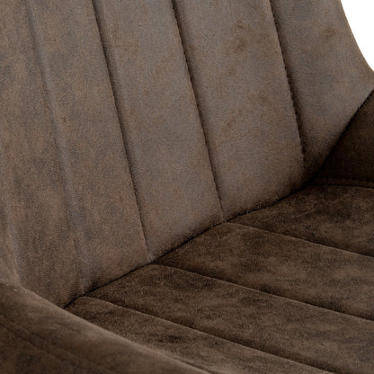 Dine and Dwell Wareham coffee swivel dining chair with leather-effect fabric, channel stitching, and black metal base.
