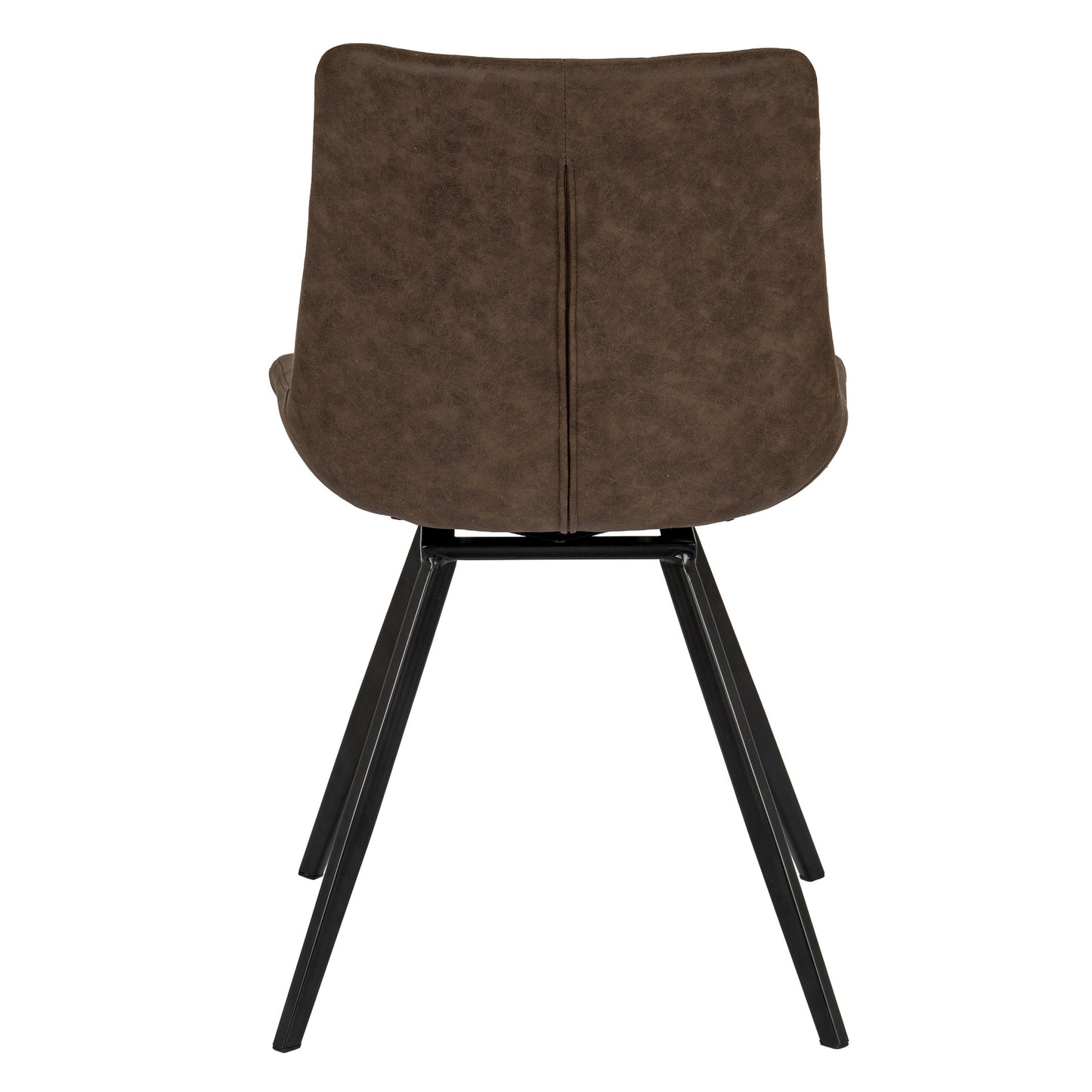 Dine and Dwell Wareham Coffee swivel dining chair with leather-effect fabric, channel stitching, and black metal base.