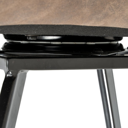 Dine and Dwell Wareham Coffee swivel dining chair with leather-effect fabric, channel stitching, and black metal base.