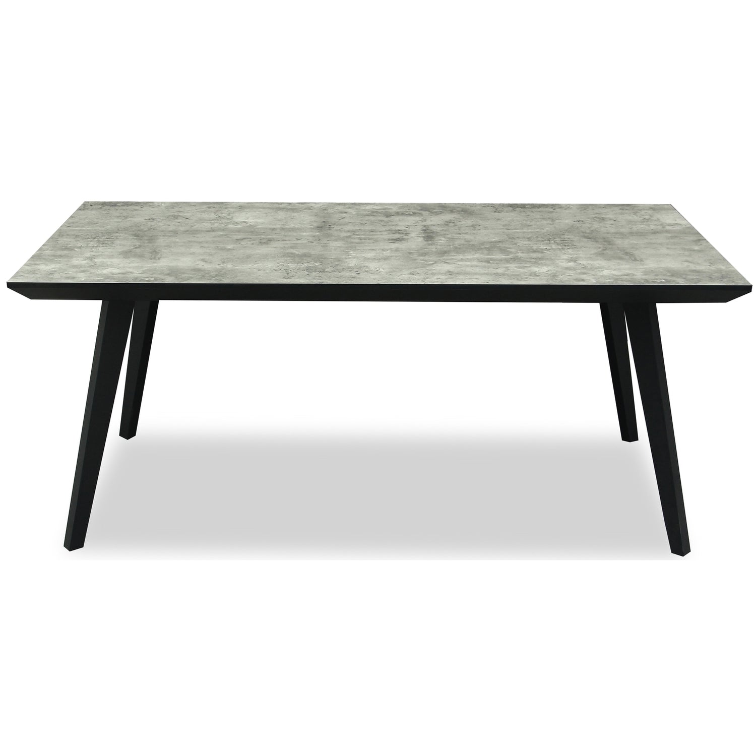 Grey and black metal Dine and Dwell Nottingham rectangular dining table with a sleek modern design.
