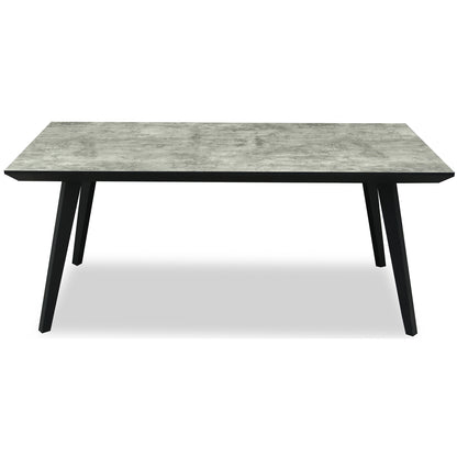 Grey and black metal Dine and Dwell Nottingham rectangular dining table with a sleek modern design.