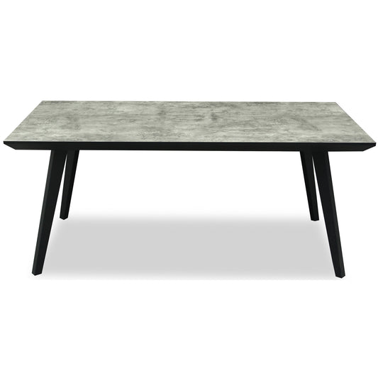 Grey and black metal Dine and Dwell Nottingham rectangular dining table with a sleek modern design.