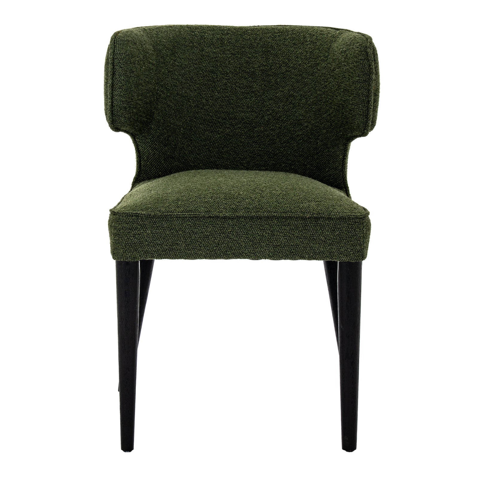 Dine and Dwell Derby dining chair with moss green upholstered fabric and wooden legs, stylish and comfortable for dining rooms.