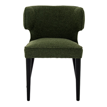 Dine and Dwell Derby dining chair with moss green upholstered fabric and wooden legs, stylish and comfortable for dining rooms.