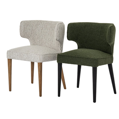 Dine and Dwell Derby dining chair with moss green upholstered fabric and wooden legs, modern and stylish for dining rooms