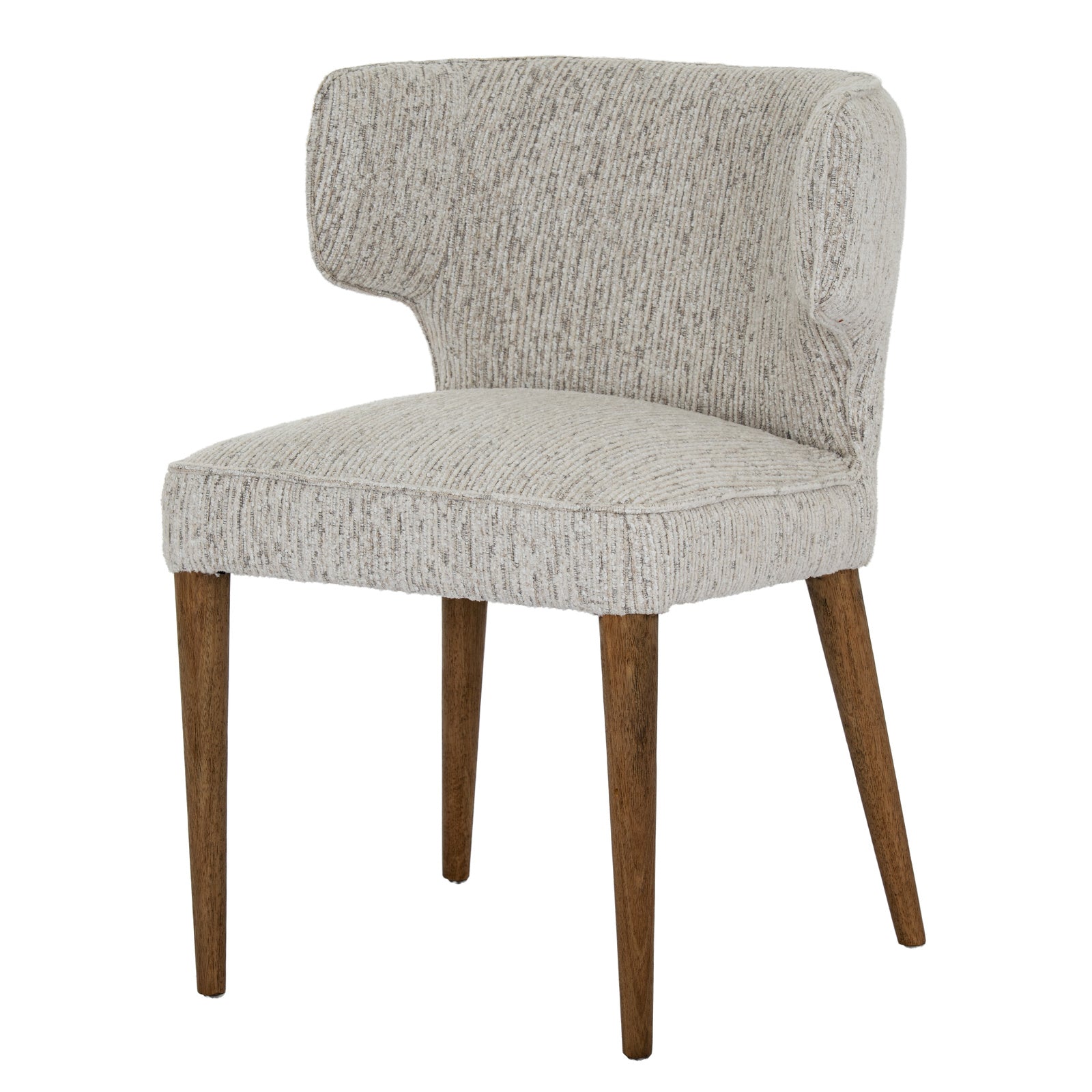 Dine and Dwell Derby dining chair with mist grey upholstered fabric and wooden legs, modern and stylish for dining rooms.