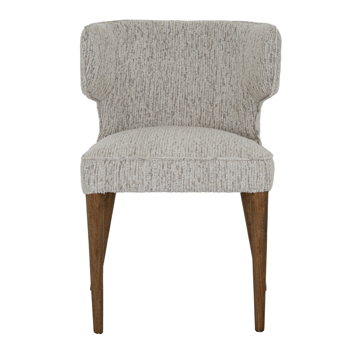 Dine and Dwell Derby dining chair with mist grey upholstered fabric and wooden legs, modern and comfortable for dining rooms.