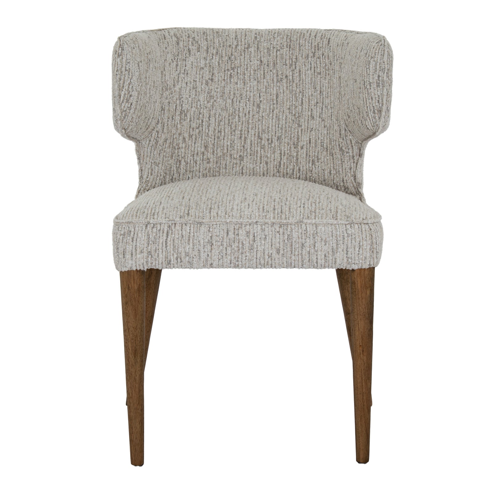 Dine and Dwell Derby dining chair with mist grey upholstered fabric and wooden legs, modern and comfortable for dining rooms.