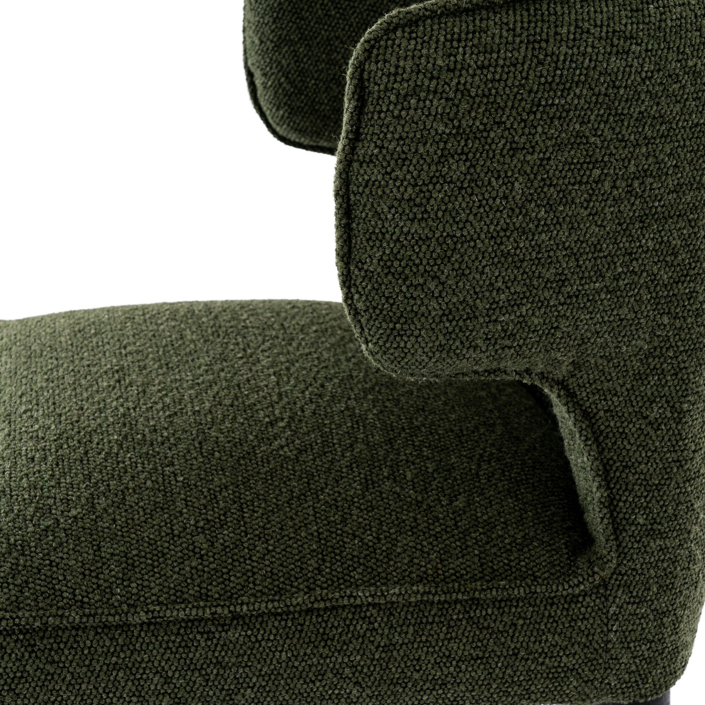 Dine and Dwell Derby bar stool with moss green upholstered fabric and wooden legs, modern and stylish seating for kitchen or bar area.
