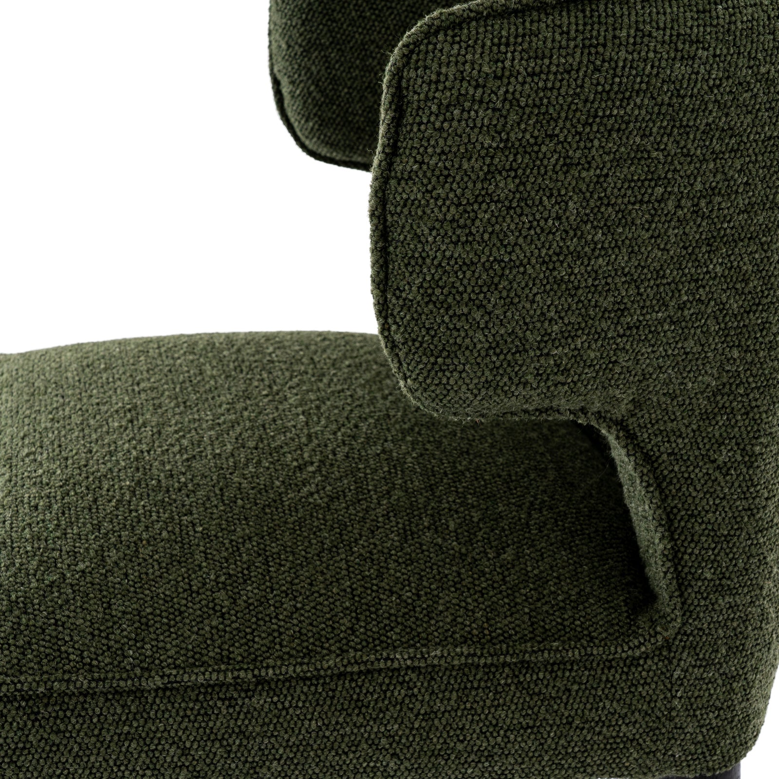 Dine and Dwell Derby bar stool with moss green upholstered fabric and wooden legs, modern and stylish seating for kitchen or bar area.