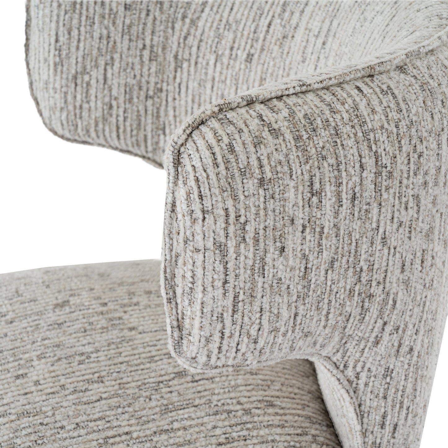 Dine and Dwell Derby upholstered bar stool with mist fabric seat and wooden legs, modern design for kitchen or bar area.