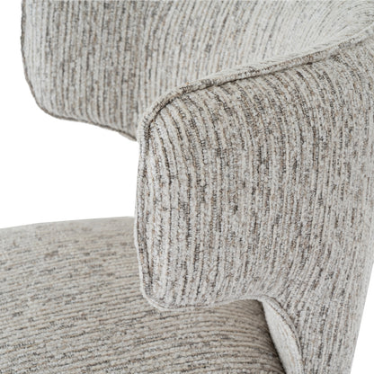 Dine and Dwell Derby upholstered bar stool with mist fabric seat and wooden legs, modern design for kitchen or bar area.