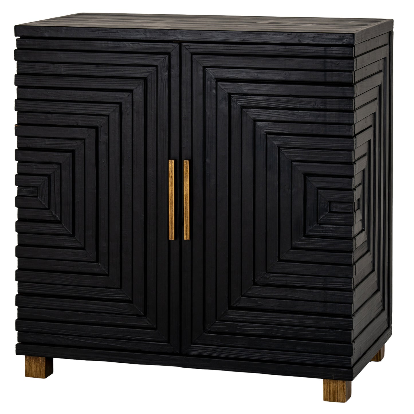 Black wood Dine and Dwell Lincoln 2-door small sideboard with sleek design and modern style, featuring two spacious doors.