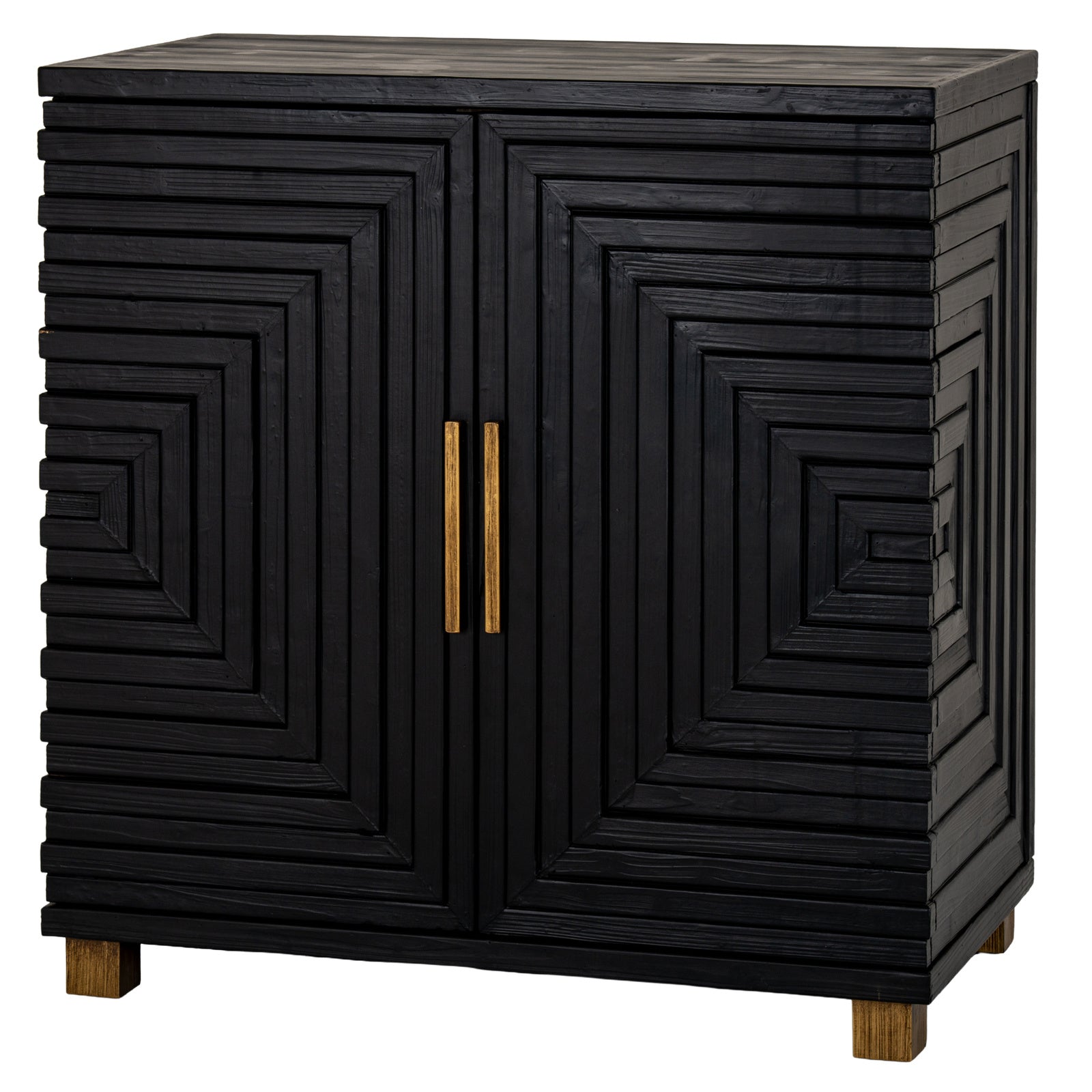 Black wood Dine and Dwell Lincoln 2-door small sideboard with sleek design and modern style, featuring two spacious doors.