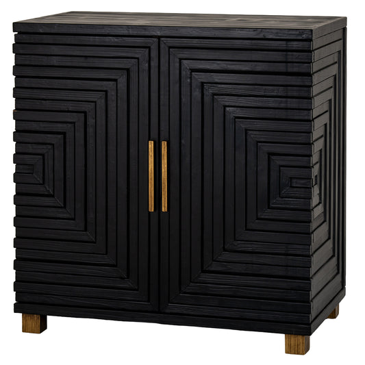 Black wood Dine and Dwell Lincoln 2-door small sideboard with sleek design and modern style, featuring two spacious doors.