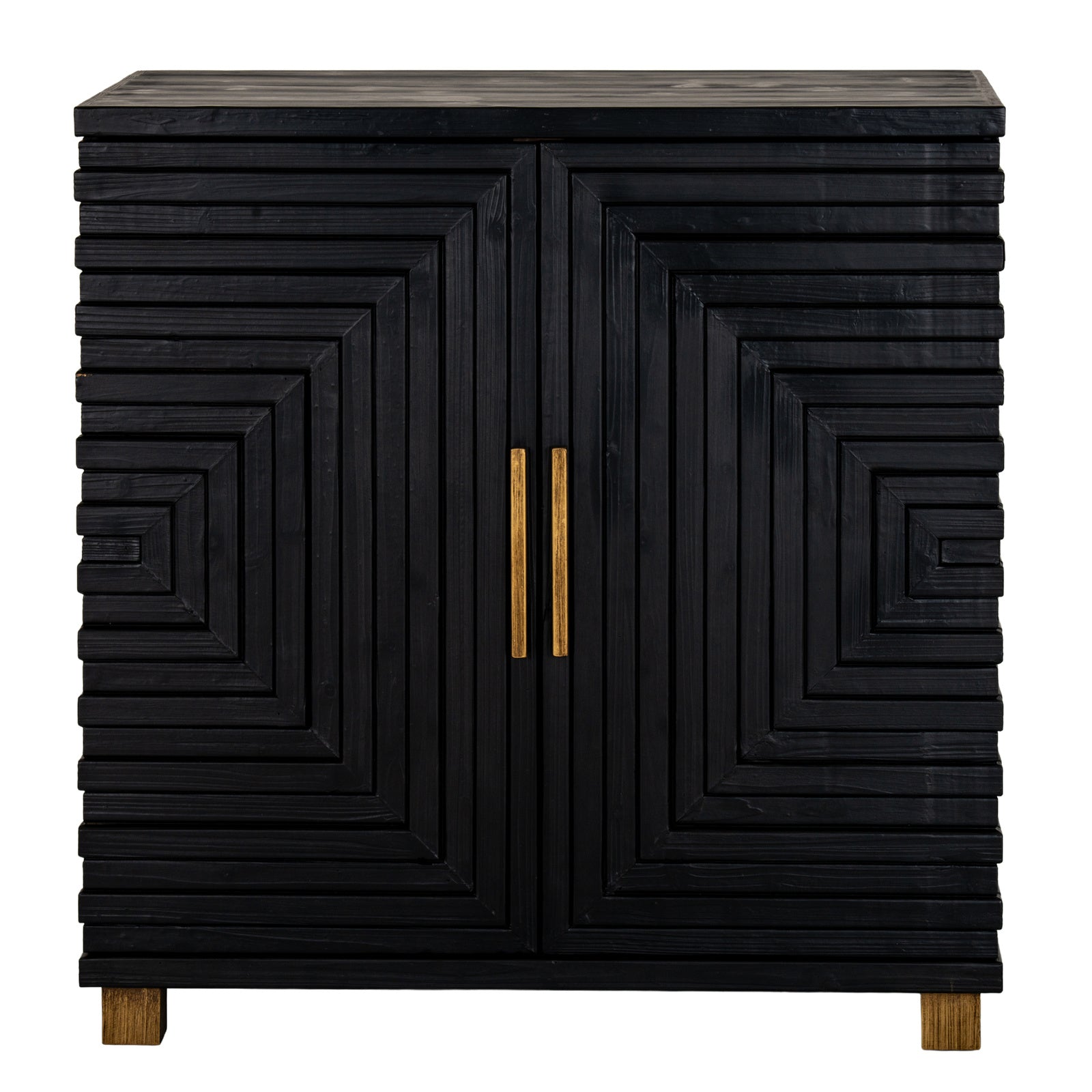 Dine and Dwell Lincoln black wood sideboard with two doors, modern storage furniture for dining or living room.