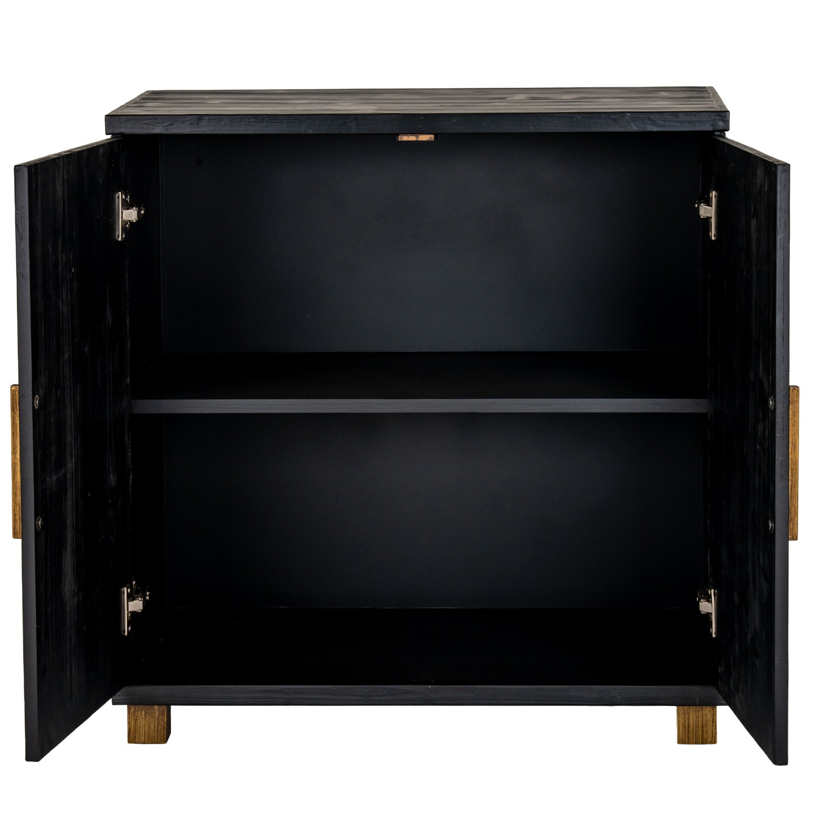 Black wood Dine and Dwell Lincoln 2-door small sideboard with sleek design and modern hardware, ideal for dining or living spaces.