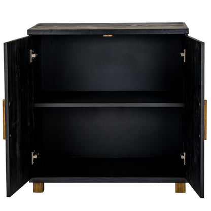Black wood Dine and Dwell Lincoln 2-door small sideboard with sleek design and modern hardware, ideal for dining or living spaces.
