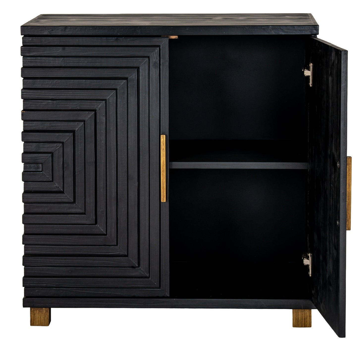 Black wood Dine and Dwell Lincoln 2-door small sideboard with sleek design and storage compartments.