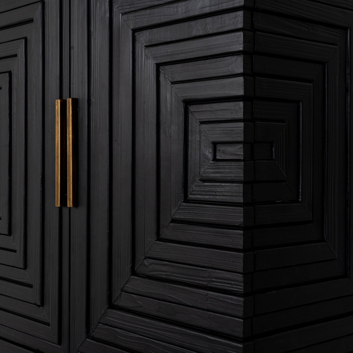 Black wood Dine and Dwell Lincoln 2-door small sideboard with sleek design and modern handles.