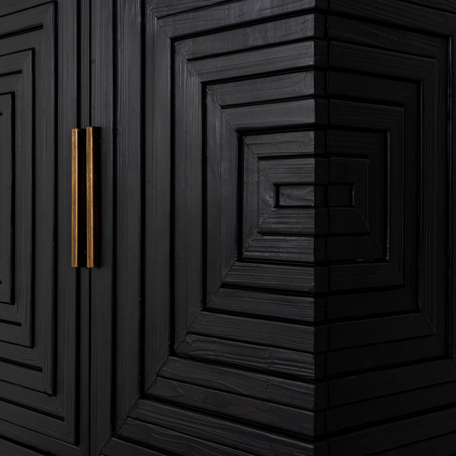 Black wood Dine and Dwell Lincoln 2-door small sideboard with sleek design and modern handles.