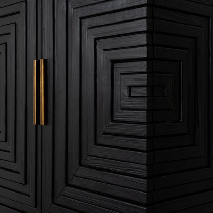 Black wood Dine and Dwell Lincoln 2-door small sideboard with sleek design and modern handles.