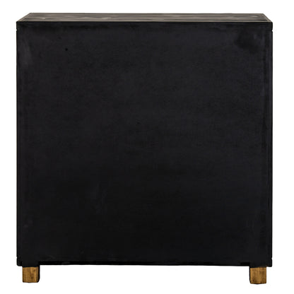 Black wood Dine and Dwell Lincoln 2-door small sideboard with sleek design and modern handles.