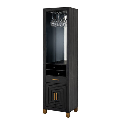 Dine and Dwell Lincoln drinks cabinet in matte black wood with sleek storage compartments and modern design.