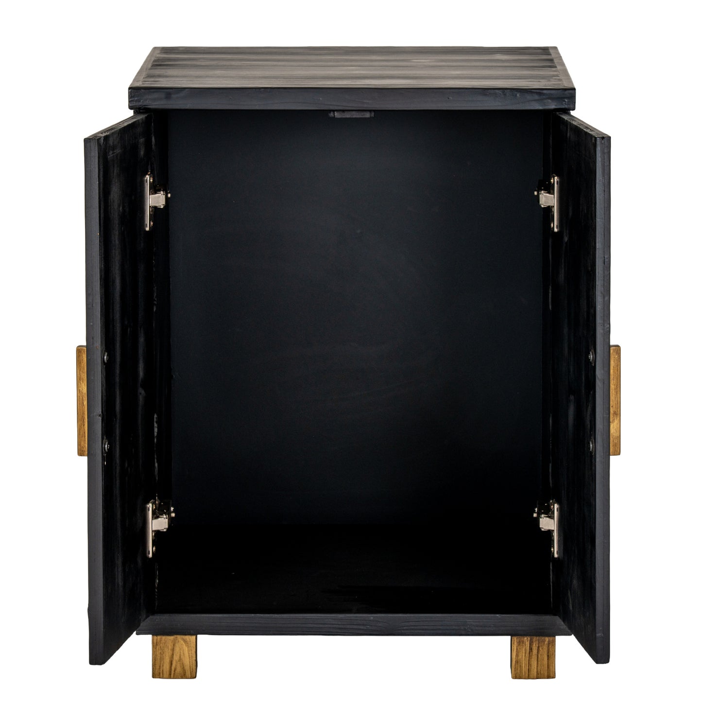 Black Wood Dine and Dwell Lincoln 2-Door Side Cupboard with sleek design and storage space, ideal for modern home decor.