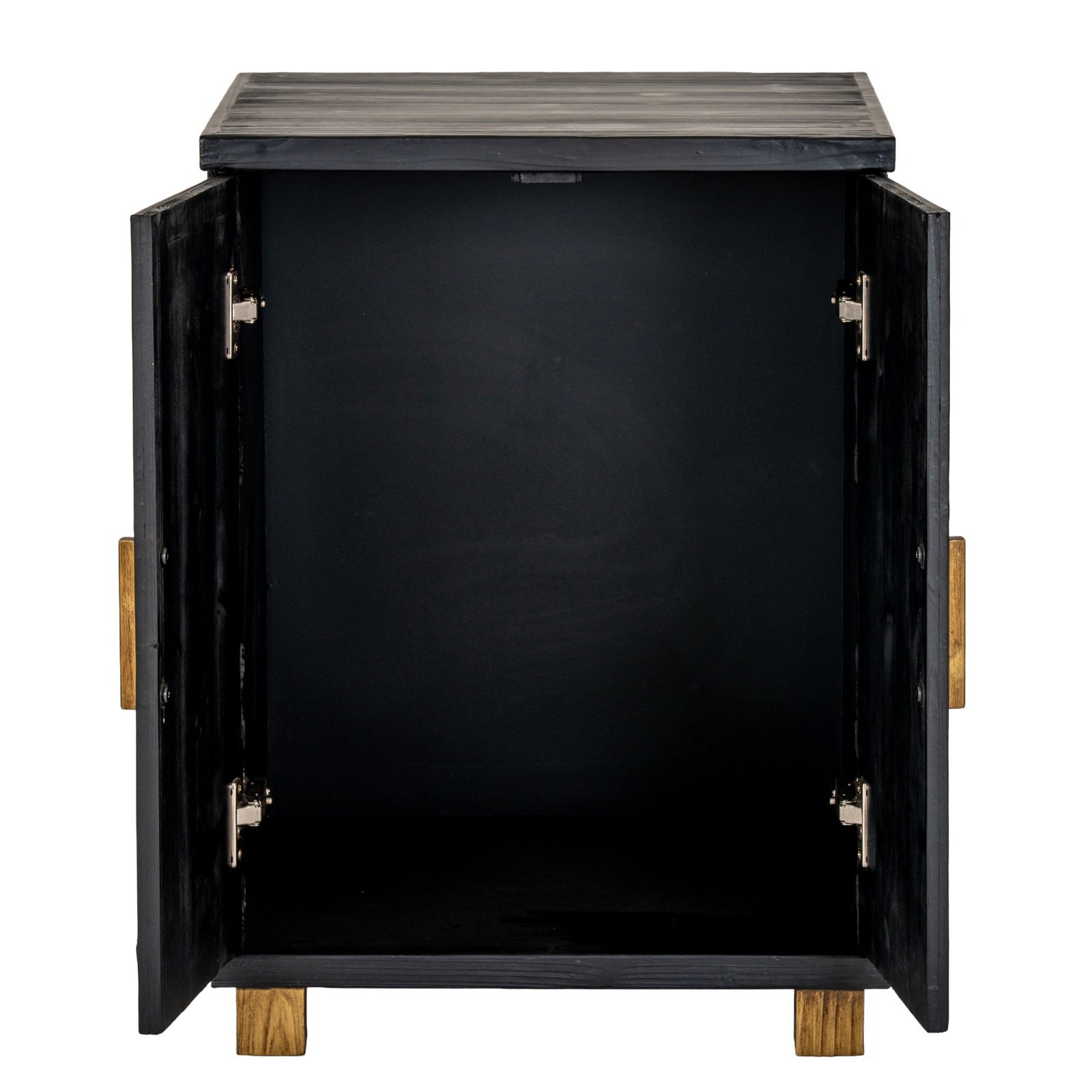 Black Wood Dine and Dwell Lincoln 2-Door Side Cupboard with sleek design and storage space, ideal for modern home decor.