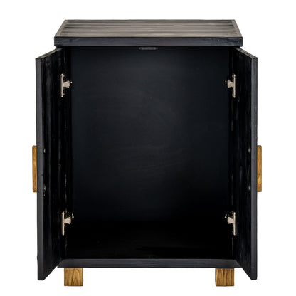 Black Wood Dine and Dwell Lincoln 2-Door Side Cupboard with sleek design and storage space, ideal for modern home decor.