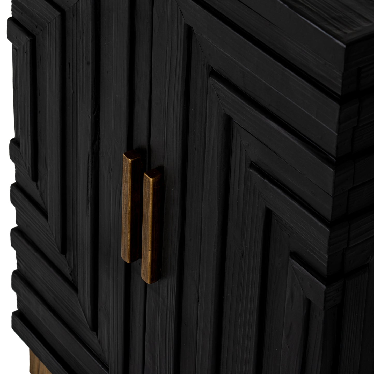 Dine and Dwell Lincoln black wood 2-door side cabinet with sleek design and sturdy handles, ideal for living room storage.