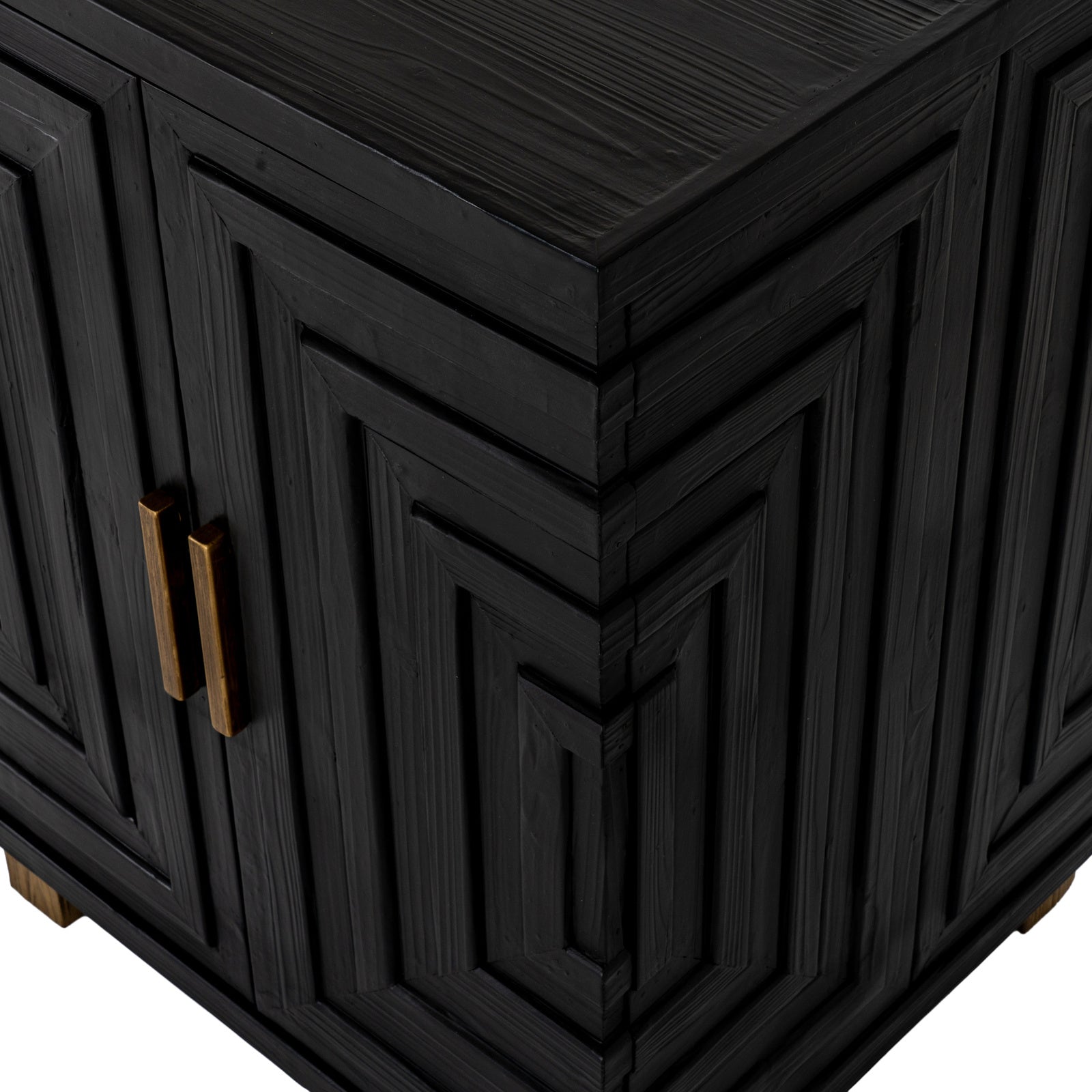 Black wood Dine and Dwell Lincoln 2-door side cupboard with sleek handles and modern design.