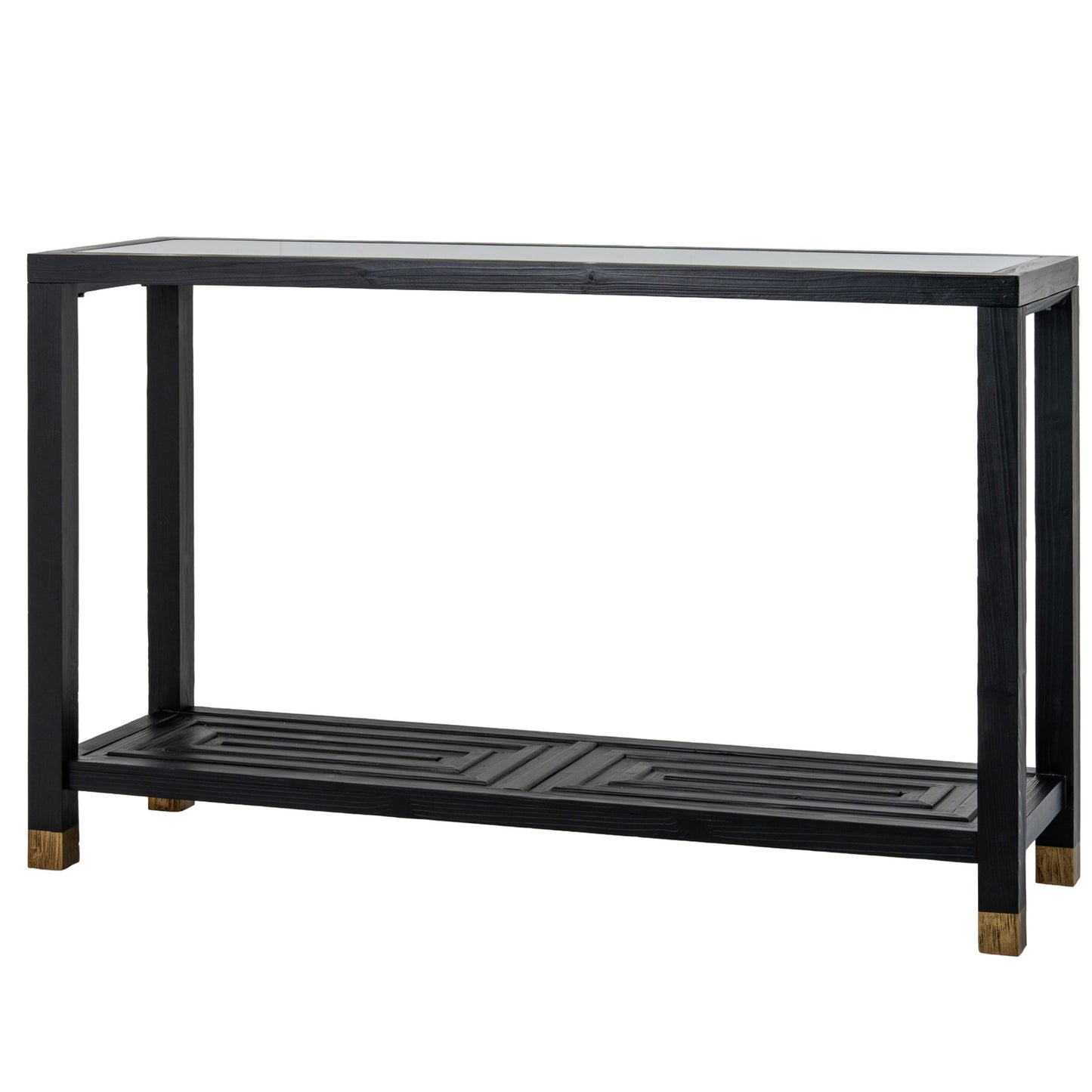 Dine and Dwell Lincoln console table in matte black wood, serving as a stylish sideboard with clean lines and modern design.