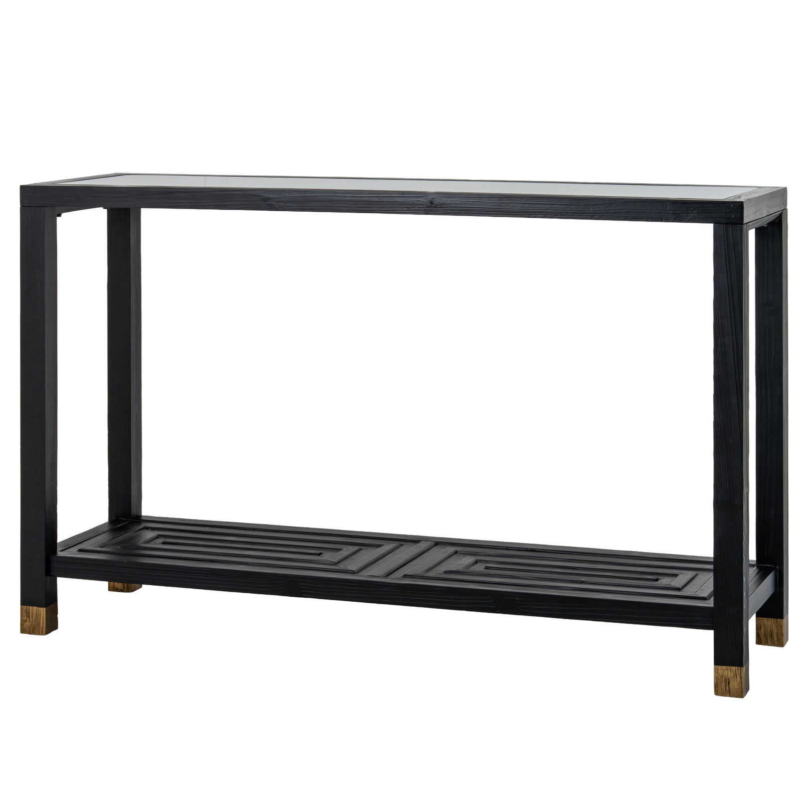 Dine and Dwell Lincoln console table in matte black wood, serving as a stylish sideboard with clean lines and modern design.