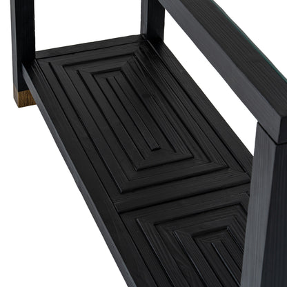 Dine and Dwell Lincoln console sideboard in matte black wood with sleek, modern design and clean lines.