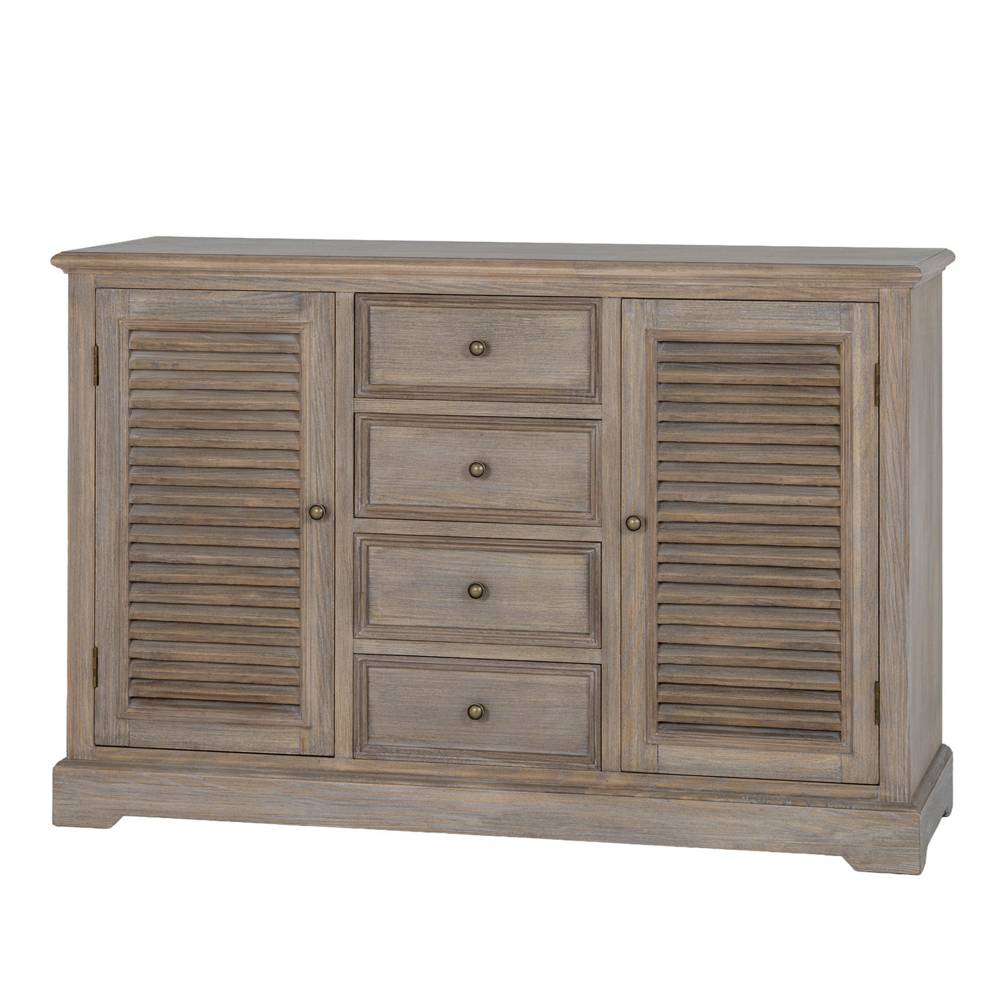 Dine and Dwell Leamington large brown wood sideboard with 2 doors and 4 drawers, ideal for dining or living room storage.