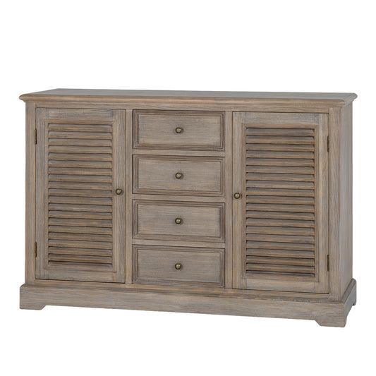 Dine and Dwell Leamington large brown wood sideboard with 2 doors and 4 drawers, ideal for dining or living room storage.