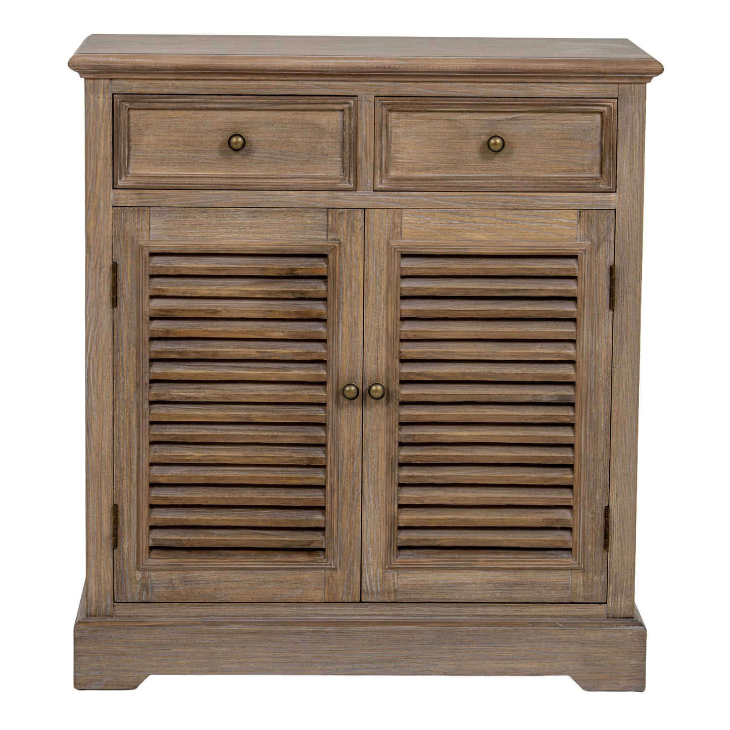 Dine and Dwell Leamington brown wood sideboard cabinet with two drawers and two doors, modern storage chest.