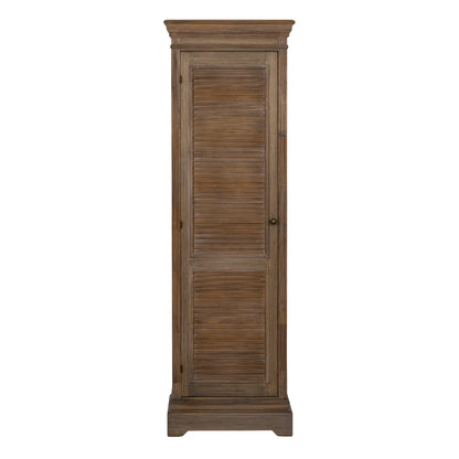 Brown wood Dine and Dwell Leamington 1-door tall cabinet with sleek design and sturdy construction.
