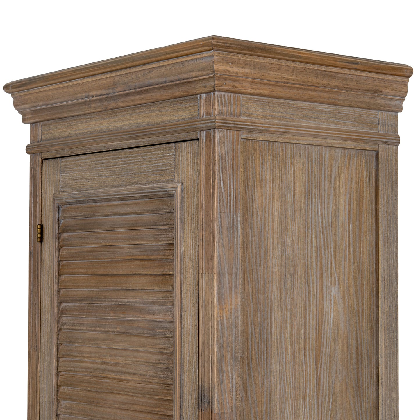 Dine and Dwell Leamington brown wood tall cabinet with one door, showcasing a sleek, modern storage solution for home or office.