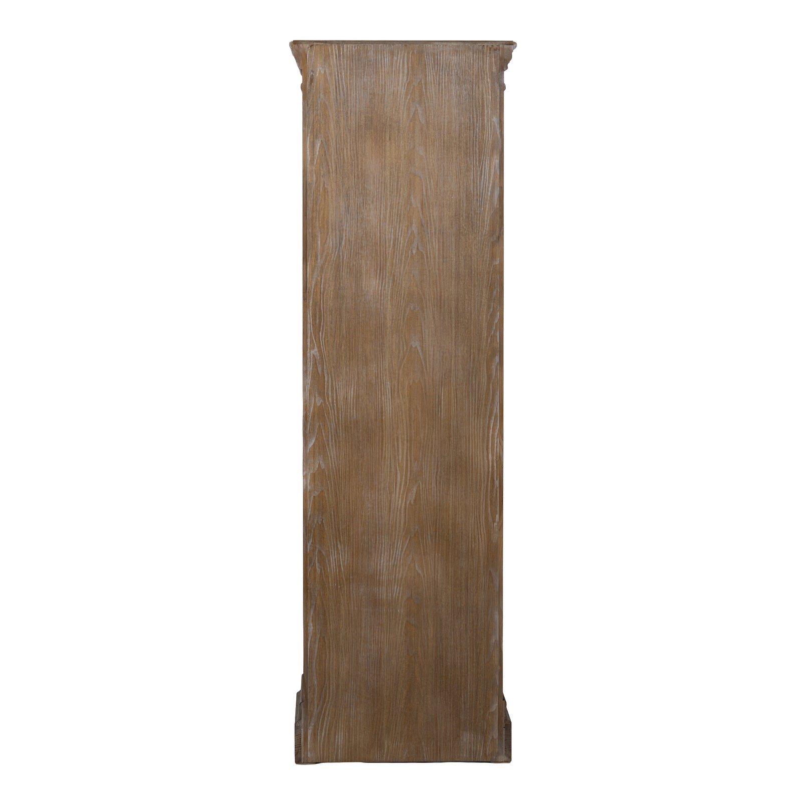 Dine and Dwell Leamington brown wood tall cabinet with single door and sleek design, ideal for storage in modern interiors.