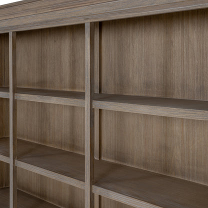 Dine and Dwell Leamington large brown wood sideboard with three shelves and spacious dresser top for storage and display.