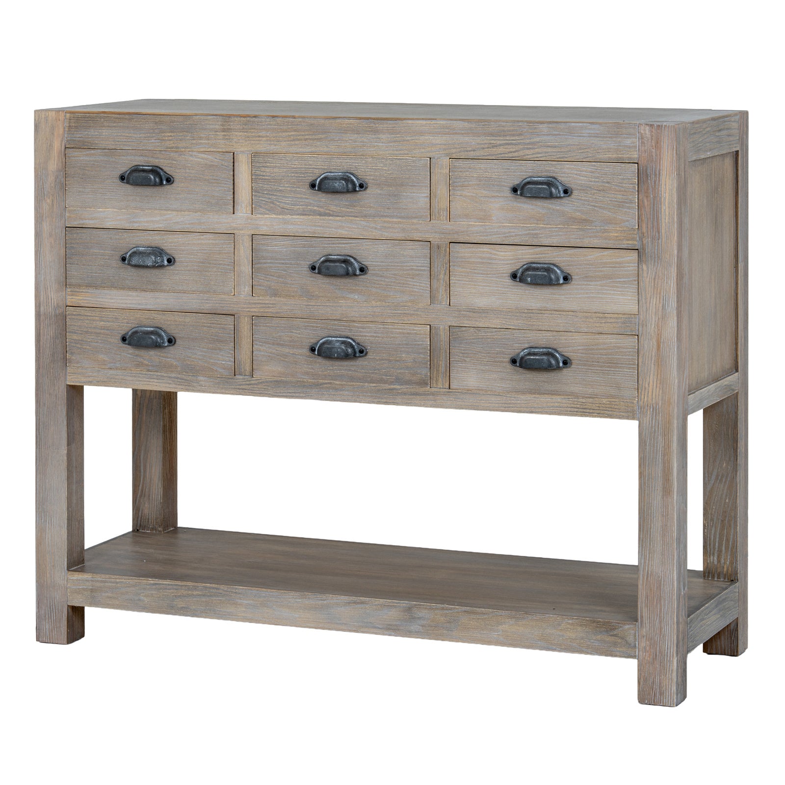 Dine and Dwell Tunbridge 9-drawer sideboard with display shelf, large storage chest for dining rooms and kitchens.