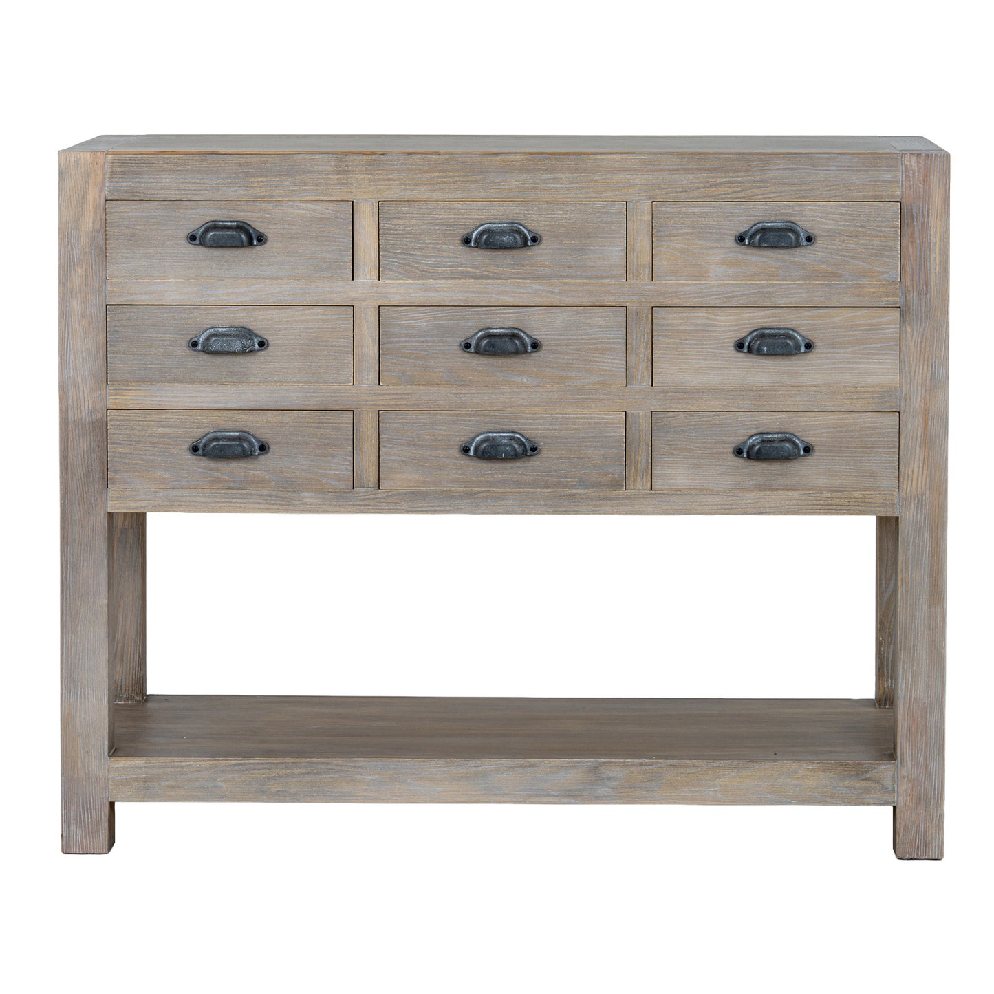 Dine and Dwell Tunbridge 9-drawer chest with display shelf, large sideboard for dining rooms and kitchens, wooden storage furniture