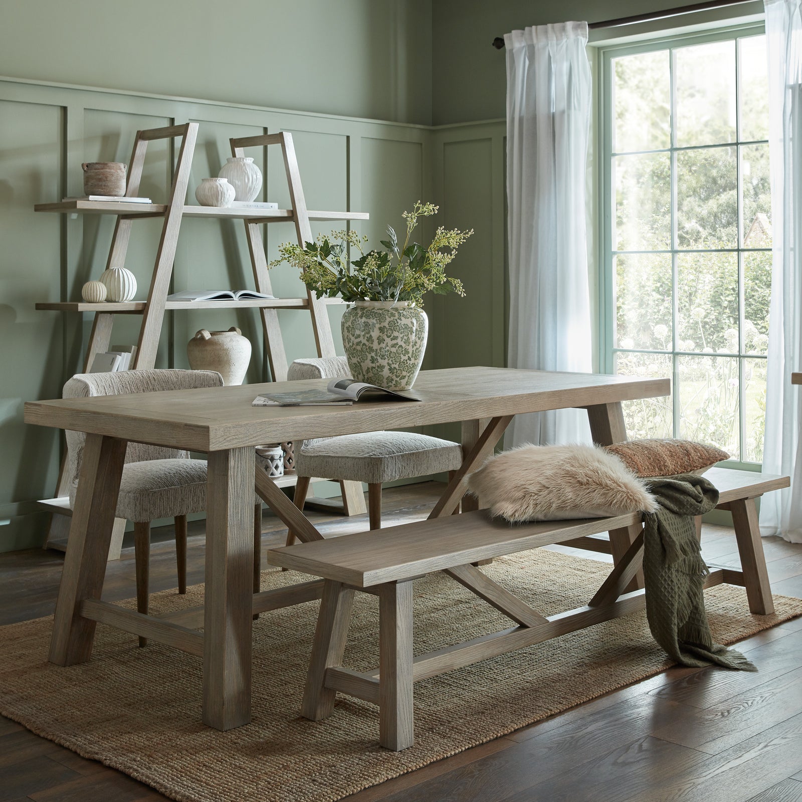 Dine and Dwell Tunbridge large dining table with wooden finish, ideal for spacious dining rooms and kitchen dining areas.