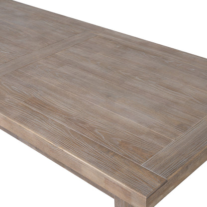 Dine and Dwell Tunbridge Large Dining Table in a modern dining room, showcasing its spacious wooden surface and sturdy legs.